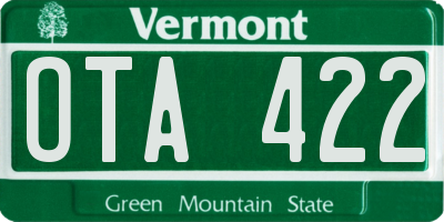 VT license plate OTA422