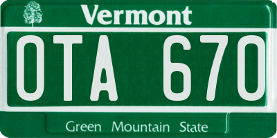 VT license plate OTA670