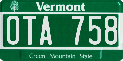 VT license plate OTA758
