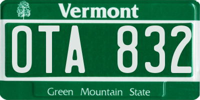 VT license plate OTA832