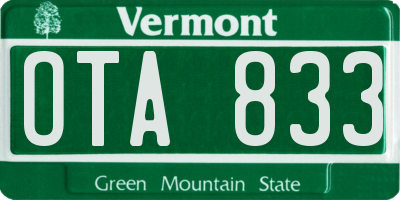 VT license plate OTA833