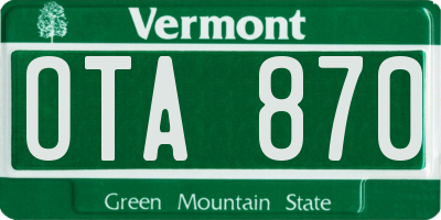 VT license plate OTA870