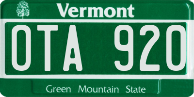 VT license plate OTA920