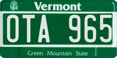 VT license plate OTA965
