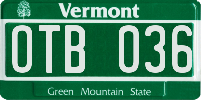 VT license plate OTB036