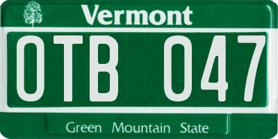 VT license plate OTB047