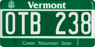 VT license plate OTB238