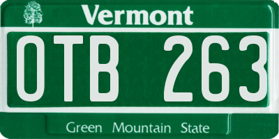 VT license plate OTB263