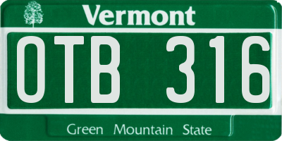VT license plate OTB316