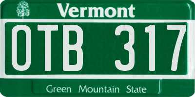 VT license plate OTB317