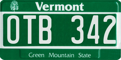 VT license plate OTB342