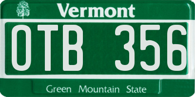VT license plate OTB356