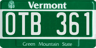 VT license plate OTB361