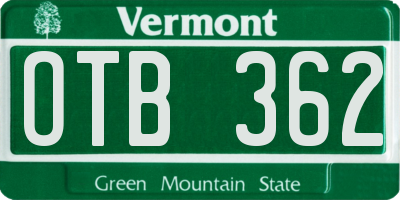 VT license plate OTB362