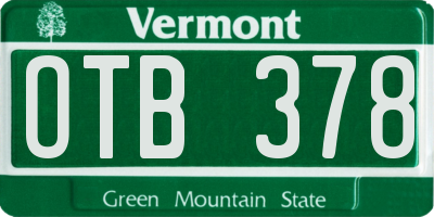 VT license plate OTB378