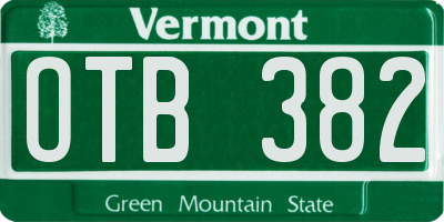 VT license plate OTB382