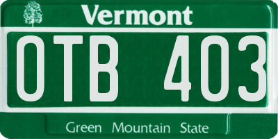 VT license plate OTB403