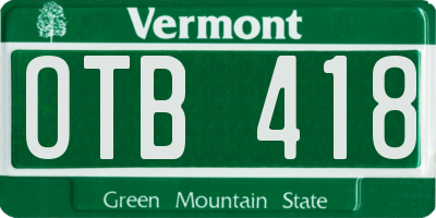 VT license plate OTB418