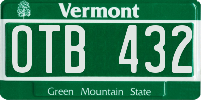 VT license plate OTB432