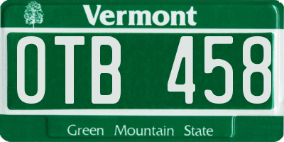 VT license plate OTB458