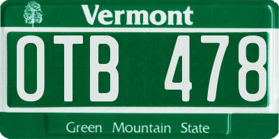 VT license plate OTB478