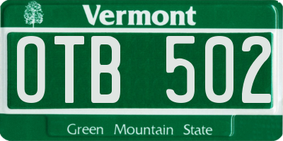 VT license plate OTB502
