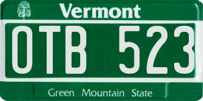 VT license plate OTB523