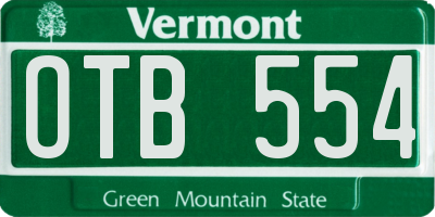 VT license plate OTB554