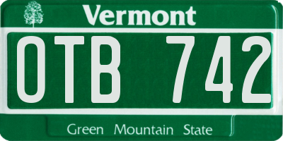 VT license plate OTB742