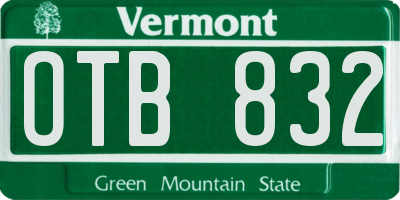 VT license plate OTB832