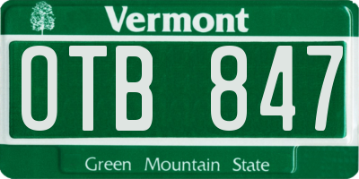 VT license plate OTB847