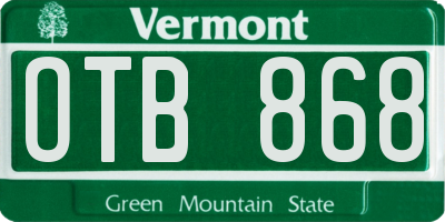 VT license plate OTB868