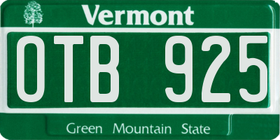 VT license plate OTB925