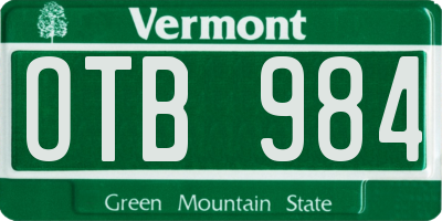 VT license plate OTB984
