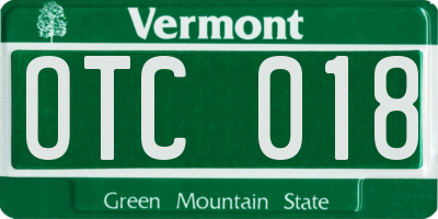 VT license plate OTC018