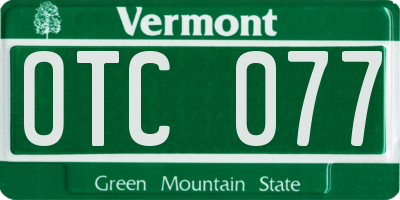 VT license plate OTC077
