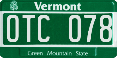 VT license plate OTC078