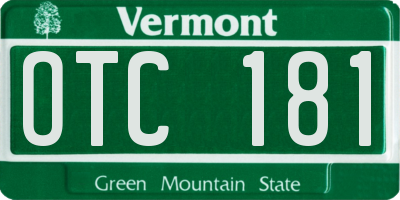 VT license plate OTC181