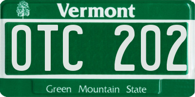 VT license plate OTC202
