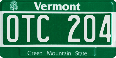 VT license plate OTC204