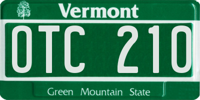 VT license plate OTC210