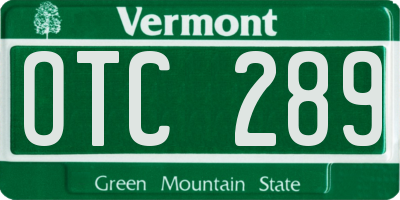 VT license plate OTC289