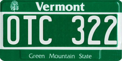 VT license plate OTC322