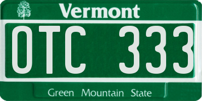 VT license plate OTC333