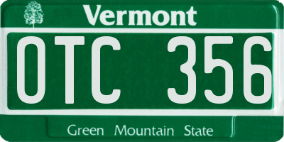 VT license plate OTC356