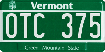 VT license plate OTC375