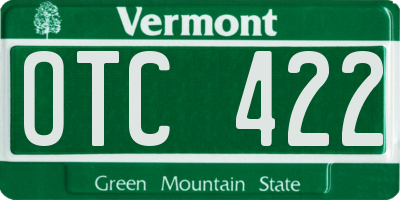 VT license plate OTC422