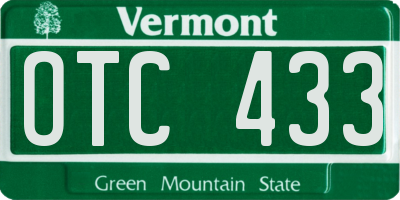VT license plate OTC433