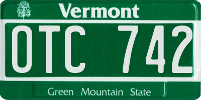 VT license plate OTC742