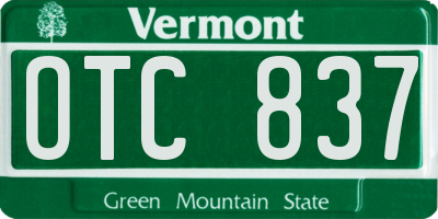 VT license plate OTC837
